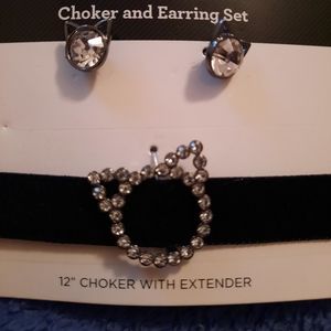 New BLING Cat Choker and Earring Set
